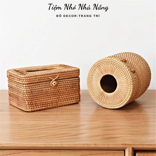 Hộp đựng khăn giấy chất liệu mây tre đan tự nhiên, Hộp khăn giấy cao cấp dùng cho nhà hàng, khách sạn, decor