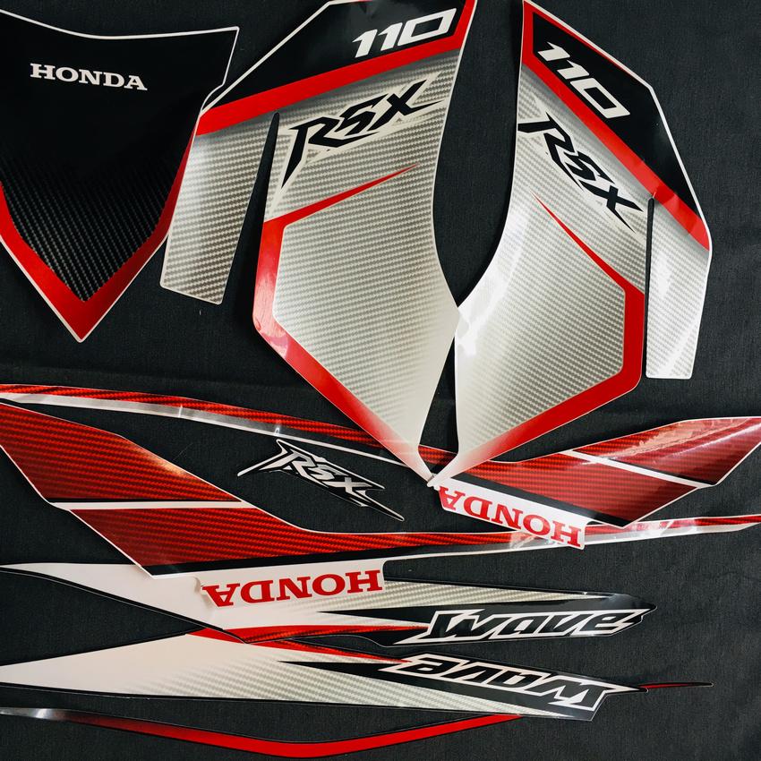 Nguyên bộ tem 3 lớp like zin cao cấp cho xe WAVE RSX (TRẮNG ĐỎ)