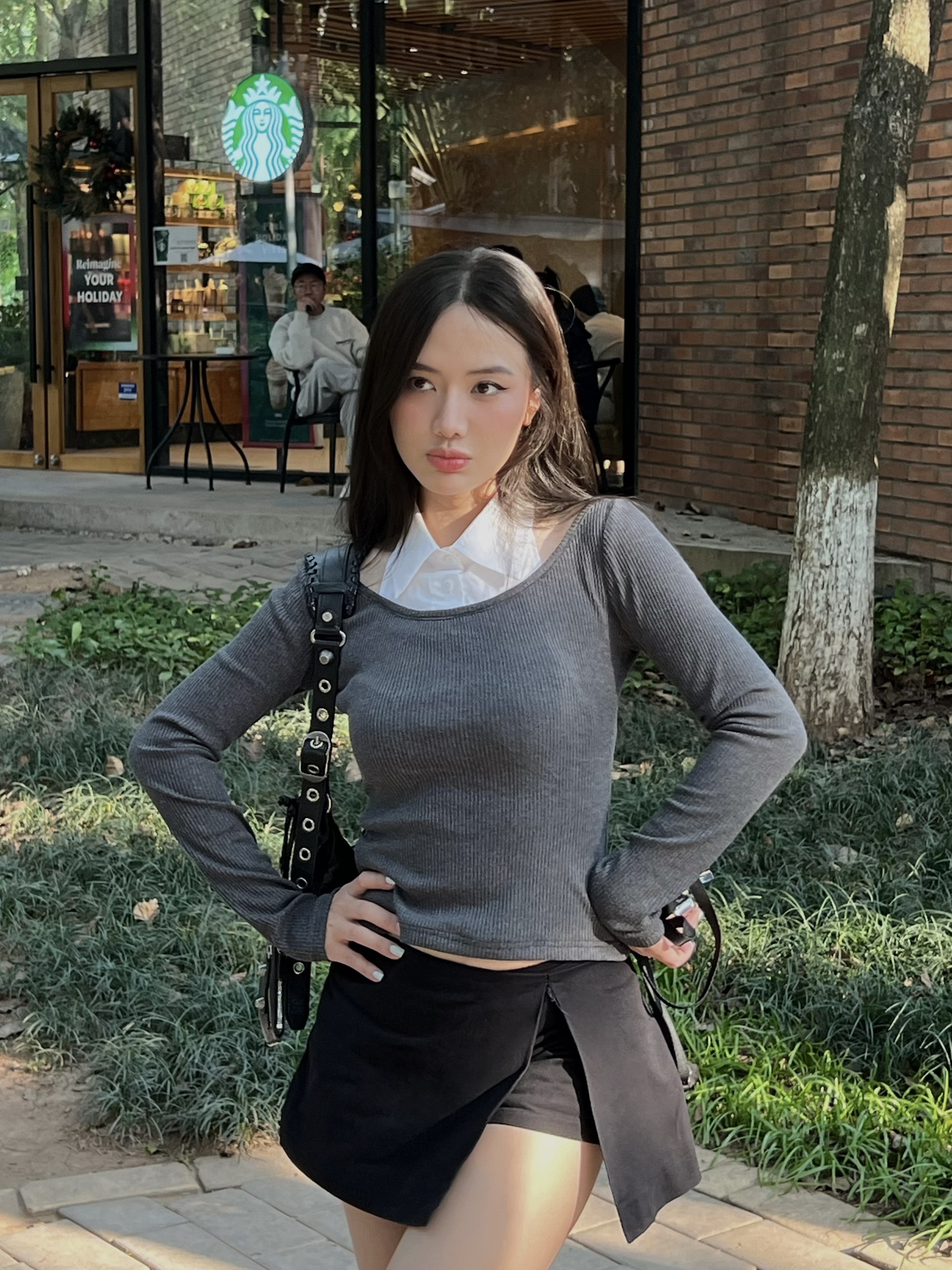 Mì - áo thun phối cổ sơ mi opal - opal top