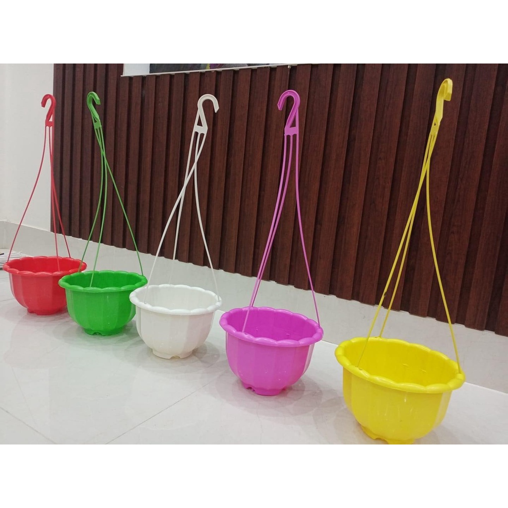 Chậu nhựa treo bí trồng hoa, cây cảnh kèm dây treo, cỡ To hàng loại 1 dày đẹp Kt 21x15cm