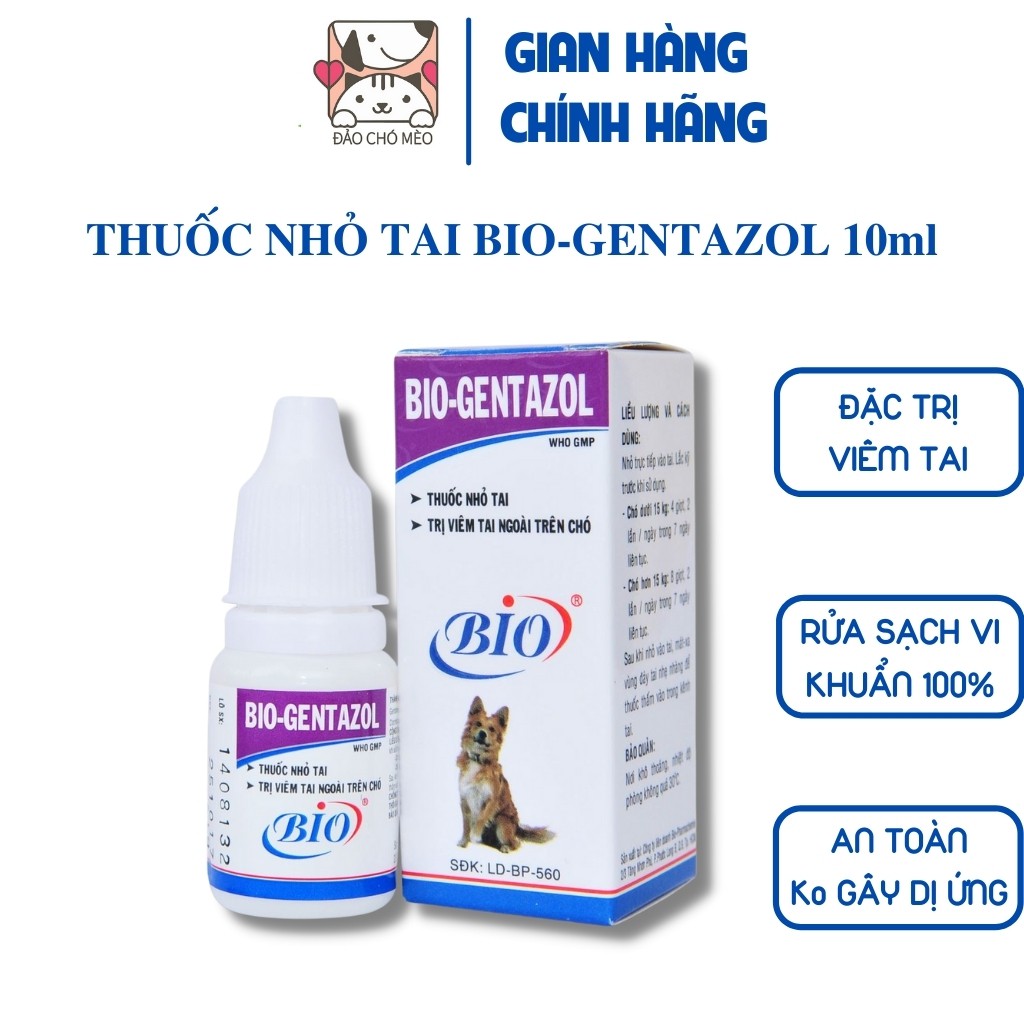 Nhỏ tai chó mèo Bio Gentazol viêm tai chó mèo - Đảo Chó Mèo