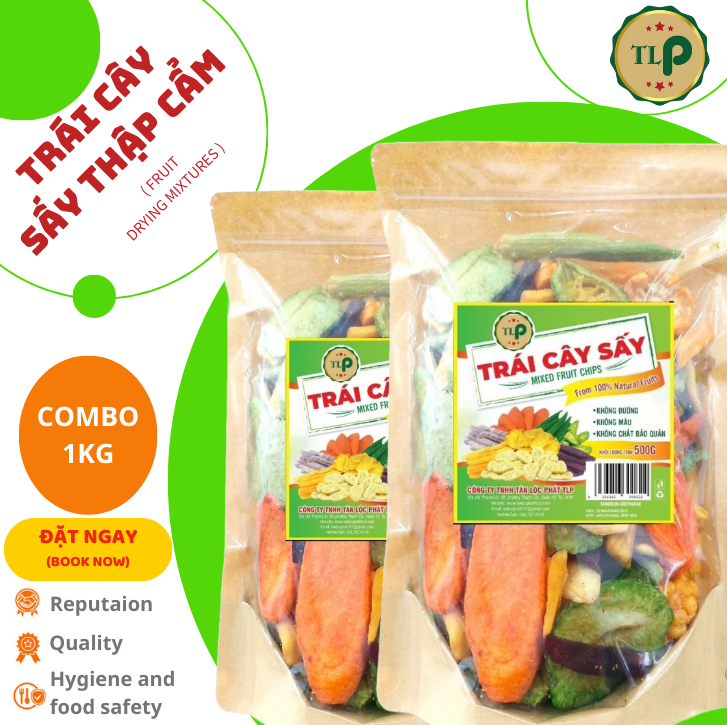 Trái cây sấy thập cẩm tân lộc phát 1kg - combo 2 bịch 500g