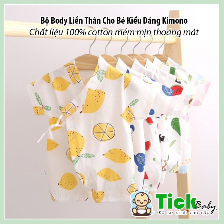 Body KIMONO Cộc Tay Bodysuit Xuân Hè Nhiều Hình Cho Bé Trai Bé Gái 100% Cotton