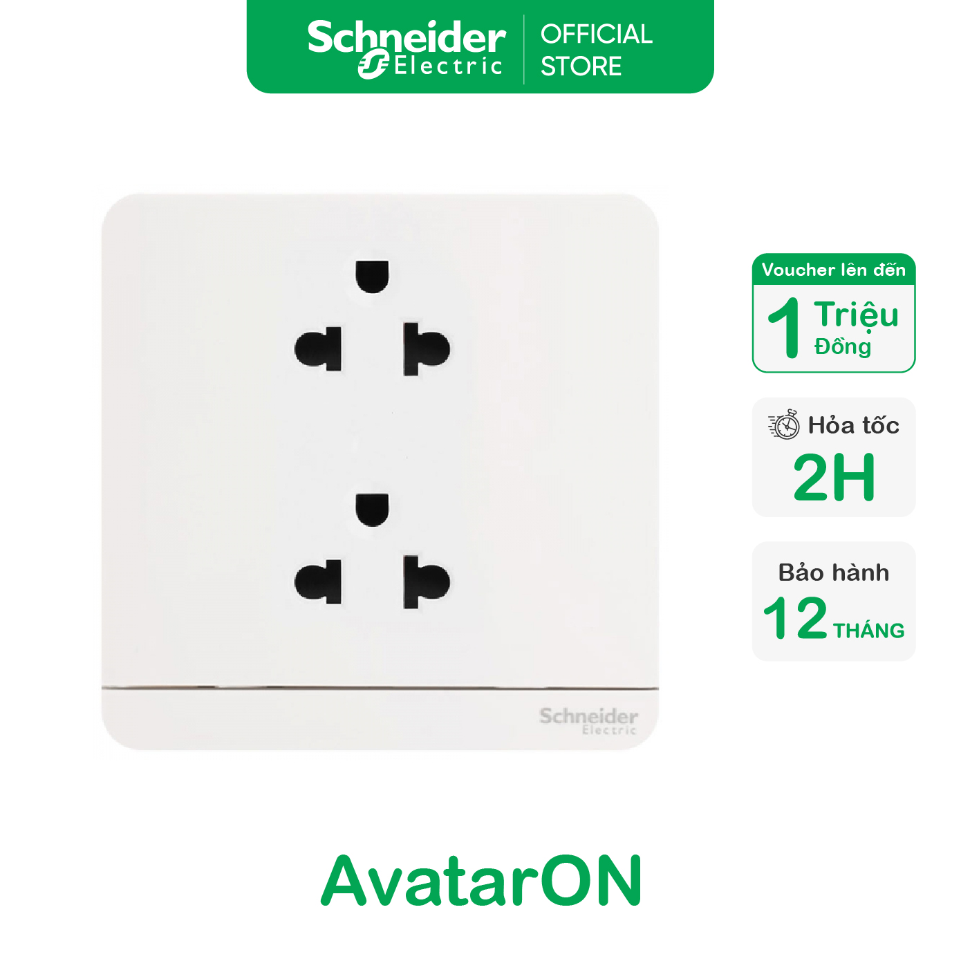 Bộ ổ cắm đôi 3 chấu 16a màu trắng dòng avataron - schneider electric - e83426ues2_we_g19 e83426ues2_wg_g19 e83426ues2_wd_g19
