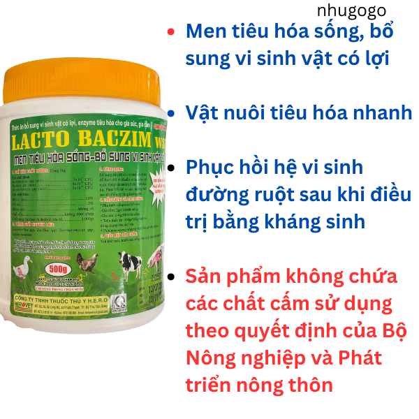 Lacto Baczim 500 gram men tiêu hóa sống, bổ sung vi sinh vật có lợi