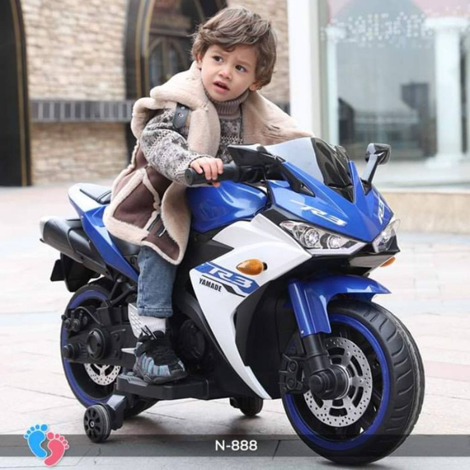 Xe mô tô điện R3 CHÂN GA cho bé (hàng cty nguyên thùng)