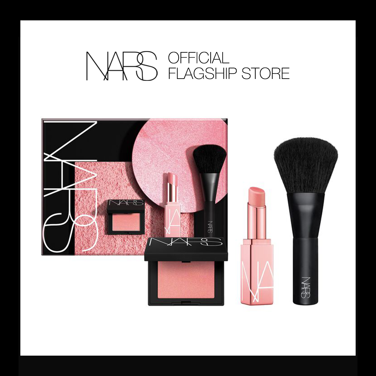 Bộ son dưỡng môi, phấn má hồng và cọ trang điểm nars orgasm thrills lip & cheek set