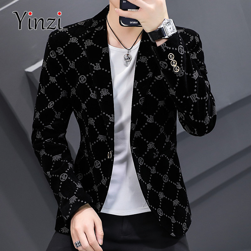 Áo Blazer Nam 2022 Áo Khoác Dáng Ôm Cho Nam Áo Khoác Công Sở Trang Trọng Áo Khoác Vest Đám Cưới Cho Nam Áo Khoác Blazer Nam Vải Nhung Kẻ Thời Trang HOT ●8/27⊙