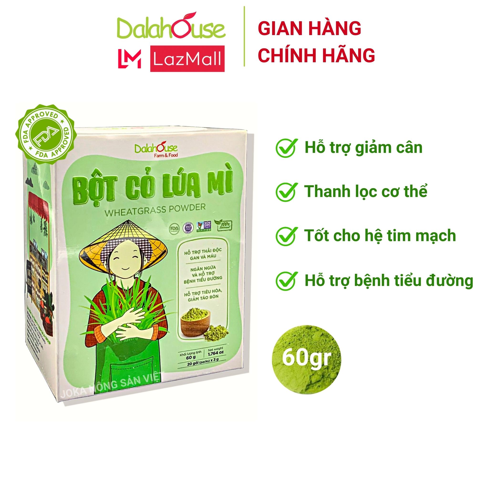 Bột cỏ lúa mì hữu cơ nguyên chất Dalahouse 60gr công nghệ sấy lạnh tiêu chuẩn Châu Âu