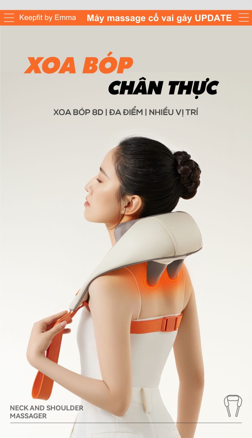 Máy Massage Cổ Vai Gáy Keepfit by Emma Bản Nâng Cấp - Mô phỏng kỹ thuật Massage bằng tay