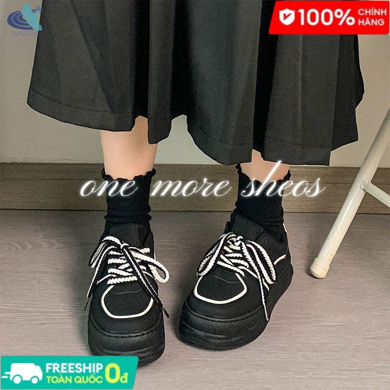 YUNGUANG Giày đen nhỏ dành cho nữ phong cách mới của sinh viên màu đen ins