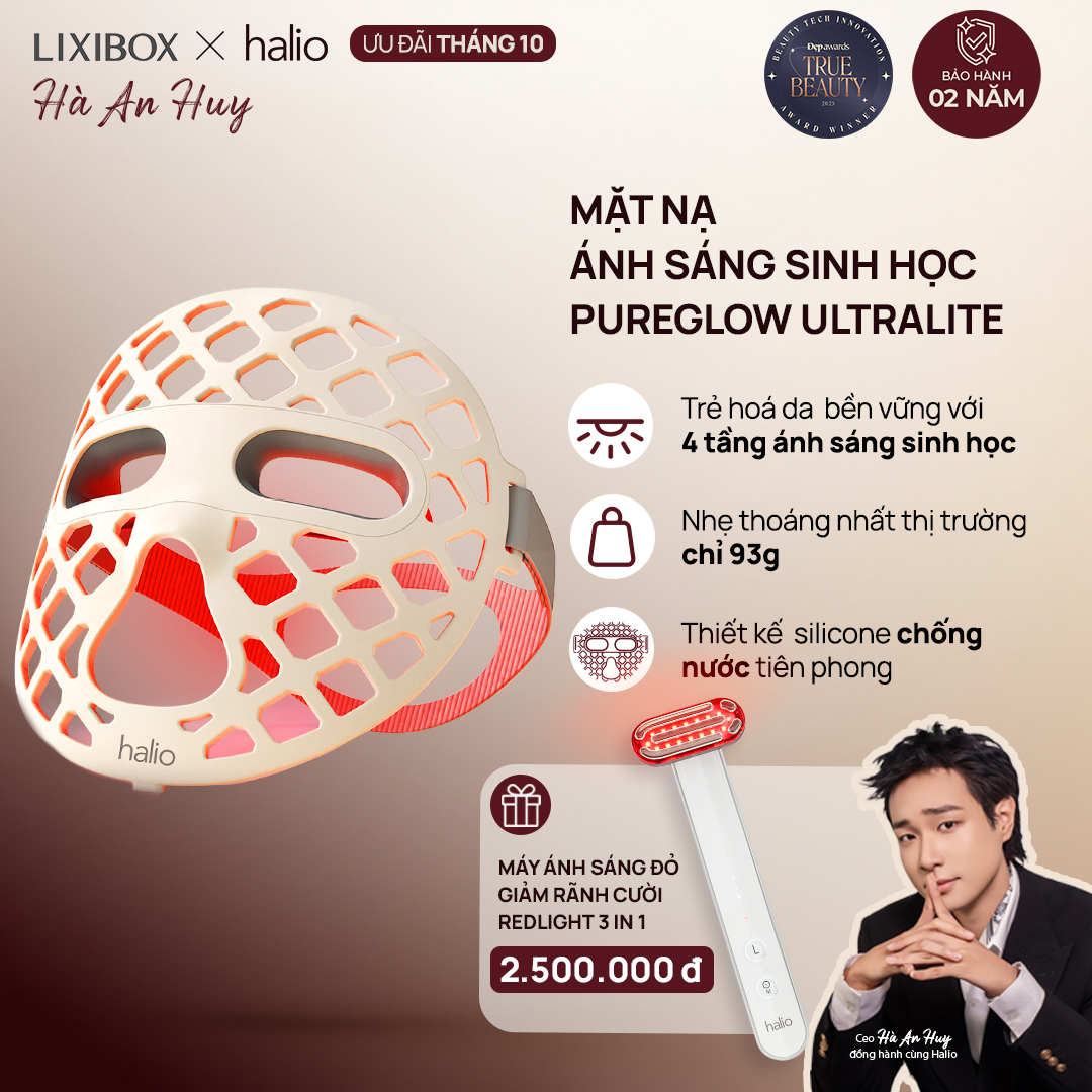 [Super Sale] Biological Light Mask to Reduce Acne, Firm Skin, Increase Collagen Production Halio Pureglow Ultralite Silicone Led Face Mask