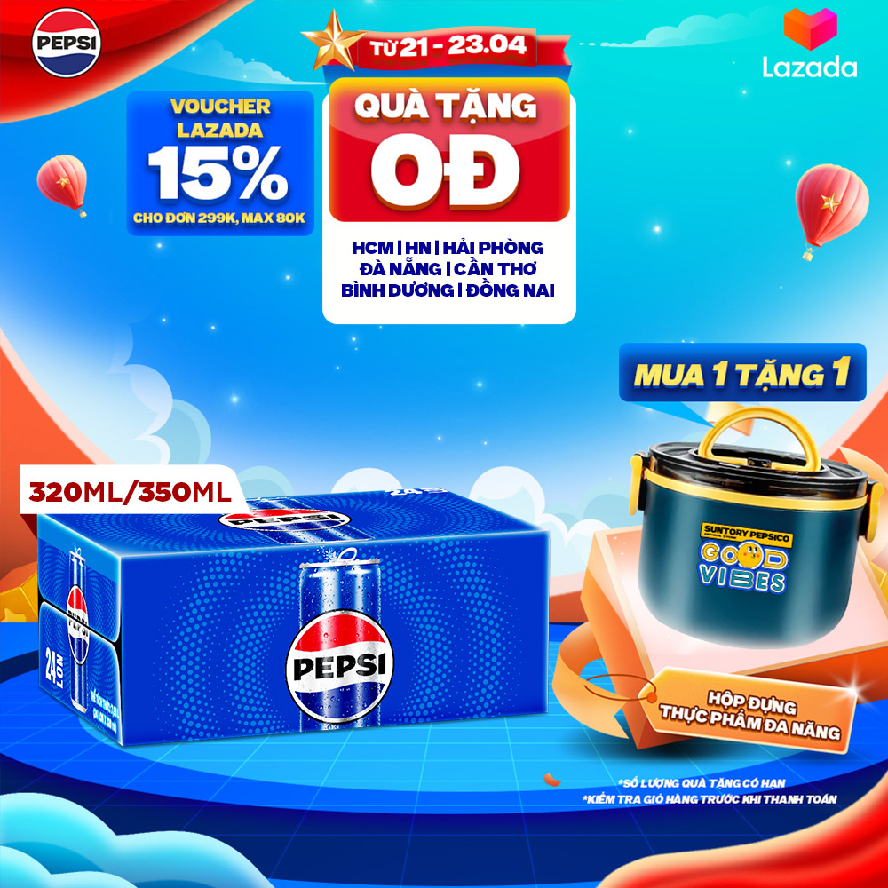 Thùng Nước Ngọt Có Gaz Pepsi (320ml/lon hoặc 350ml/lon)