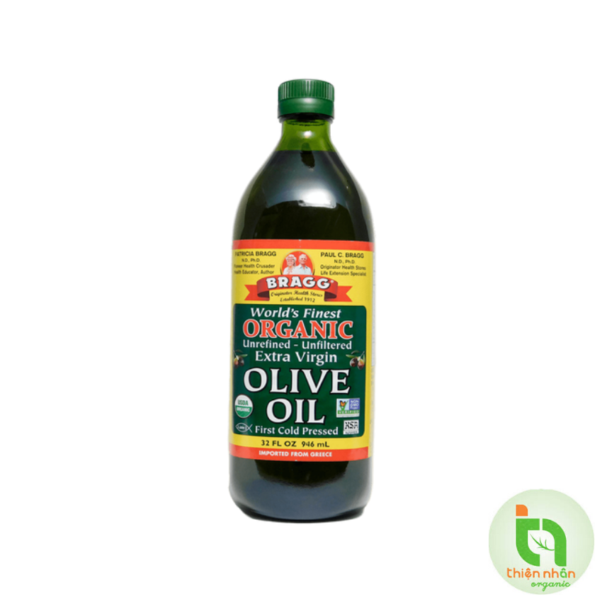 Bragg dầu extra virgin olive ép lạnh hữu cơ 473ml