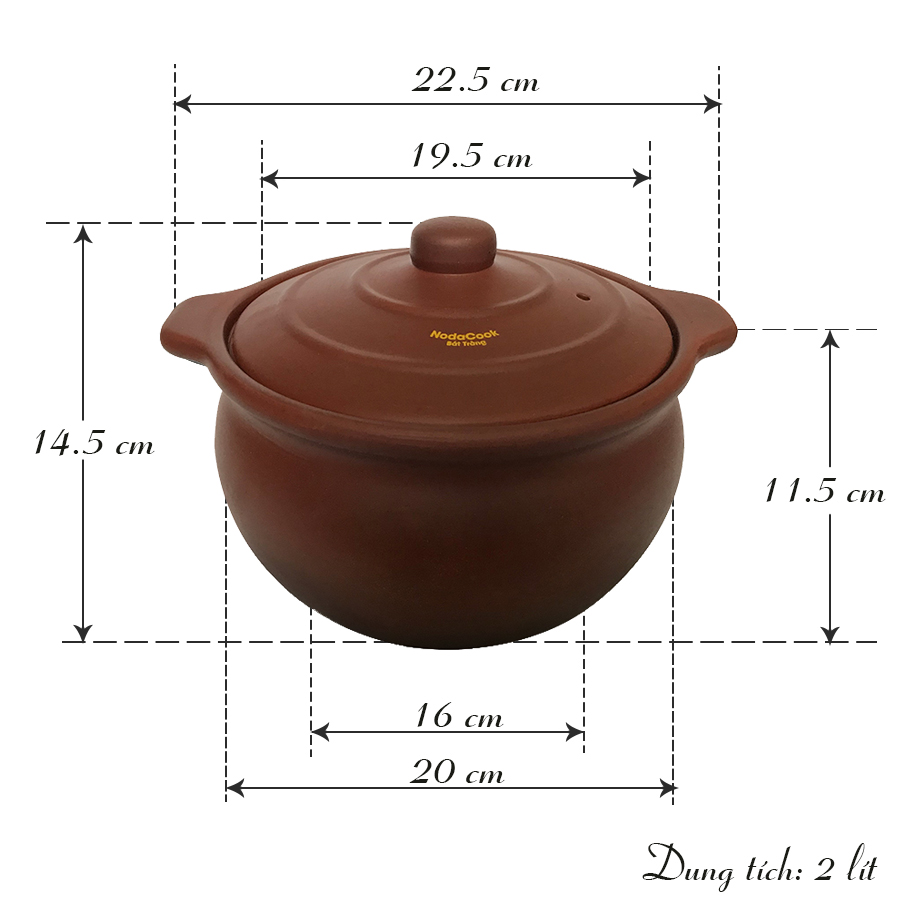 Nồi kho cá điện tự động 2 lít NodaCook đất nung tính năng chịu nhiệt