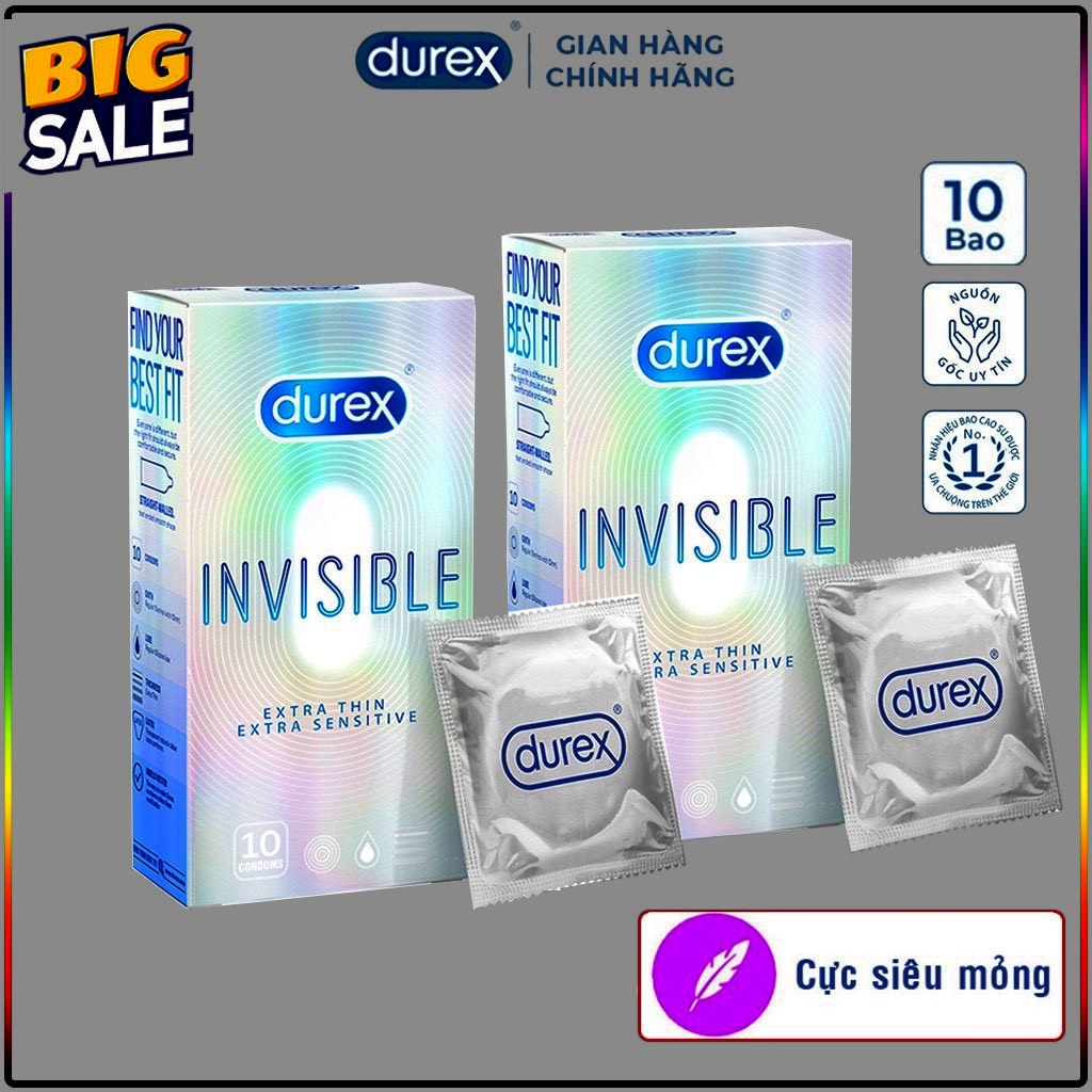 Bao cao su Siêu Mỏng Durex Invisible Extrathin 10 bao