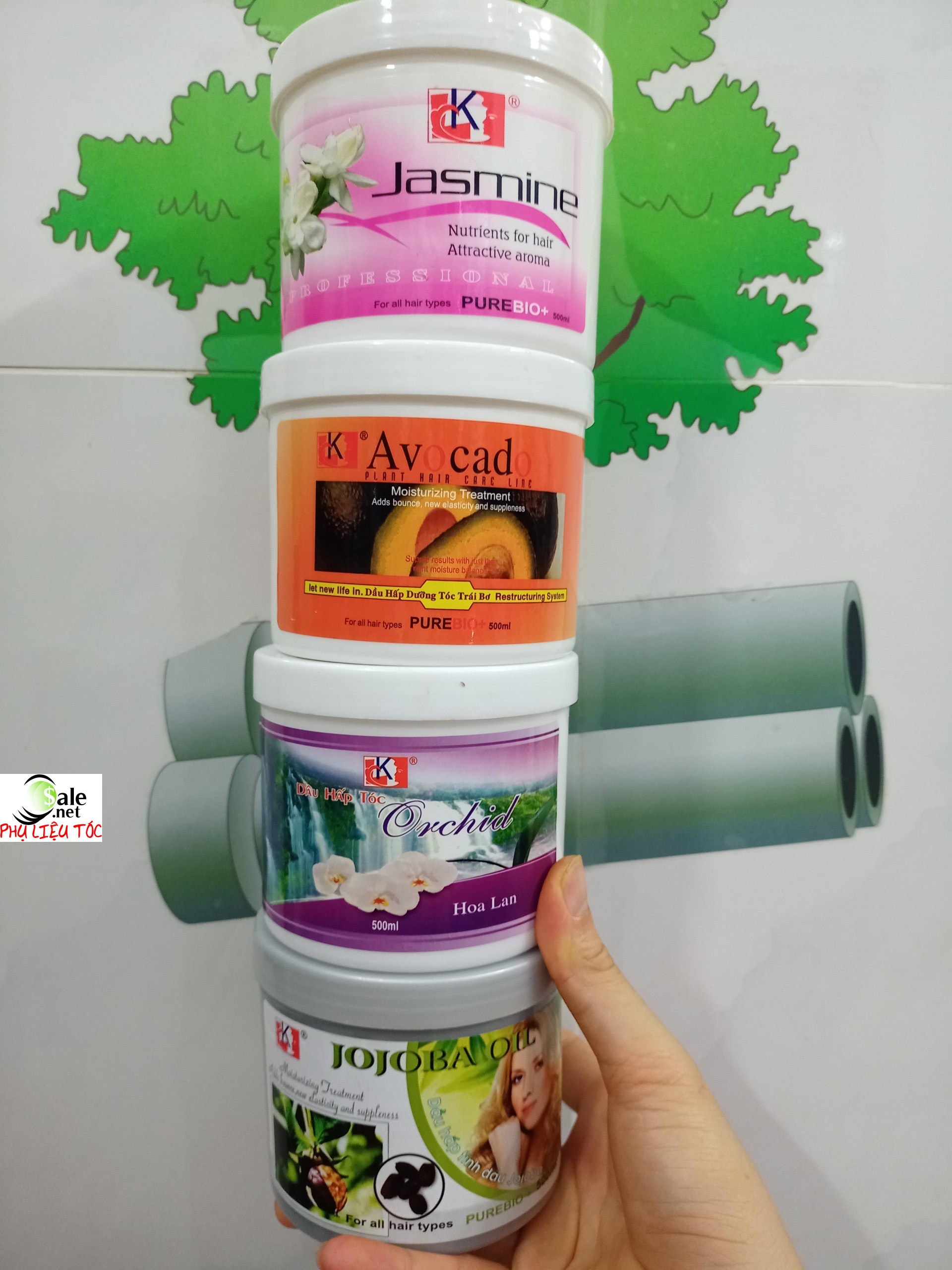 500ml dầu hấp tóc jojoba - hoa lài - hoa lan - bơ - chuyên sỉ phụ liệu tóc