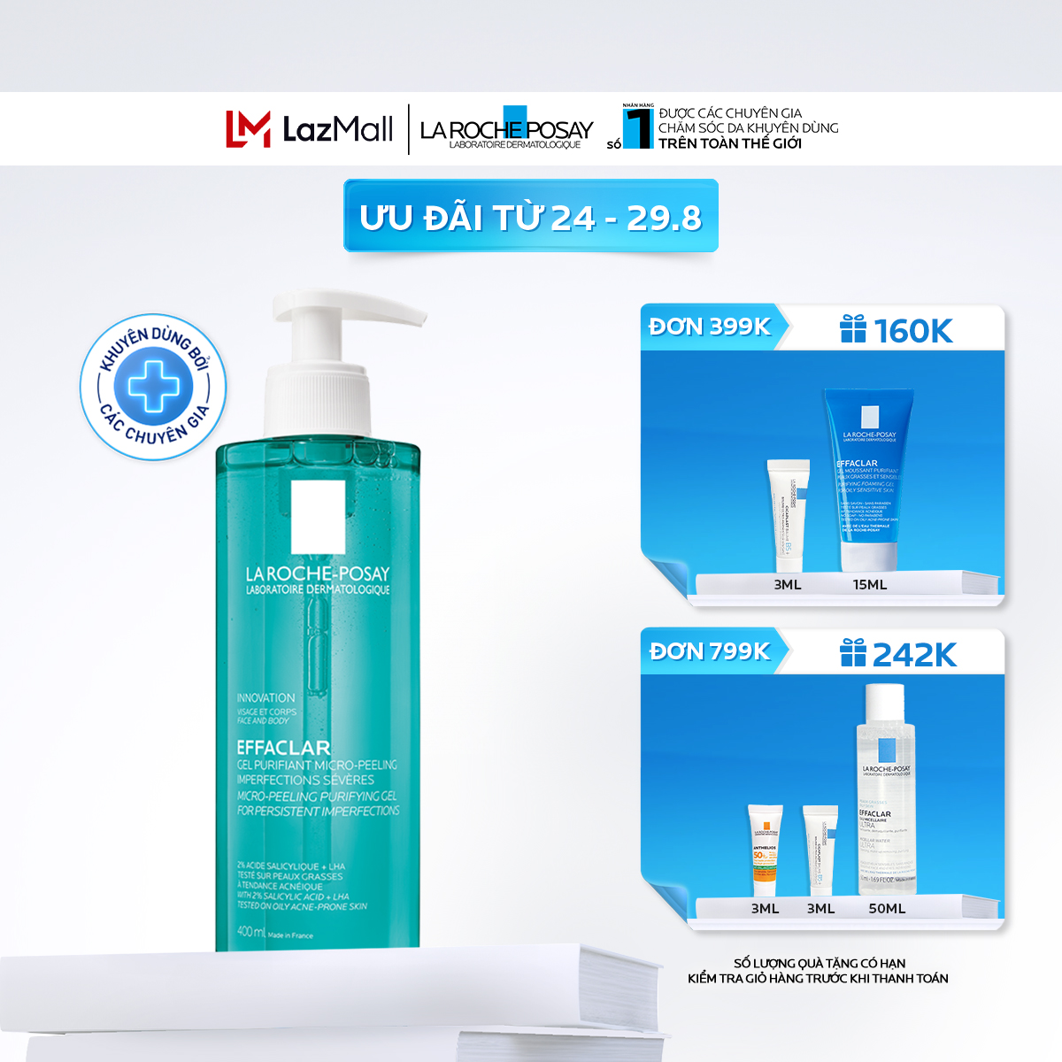 Gel rửa mặt và tắm La Roche-Posay Effaclar Micro-Peeling Purifying Gel 400ml