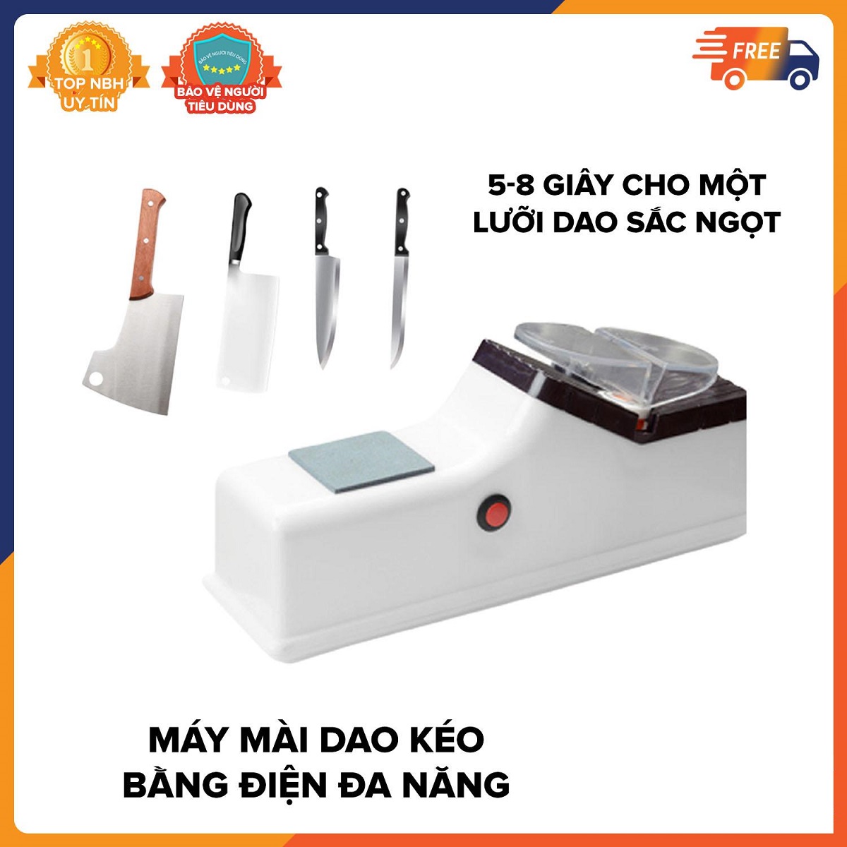 Máy mài dao kéo đa năng tự động bằng điện 220v thiết kế đơn giản và dễ sử dụng, kiểu dáng phù hợp với không gian bếp mọi nhà.