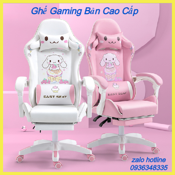 Ghế Gaming Có Gác Chân - Ghế Gaming,Ghế Làm Việc Học Tập Chân Xoay Bản Cao Cấp - Ghế Chơi Game Kèm Gối Tựa Lưng Gối Kê Đầu