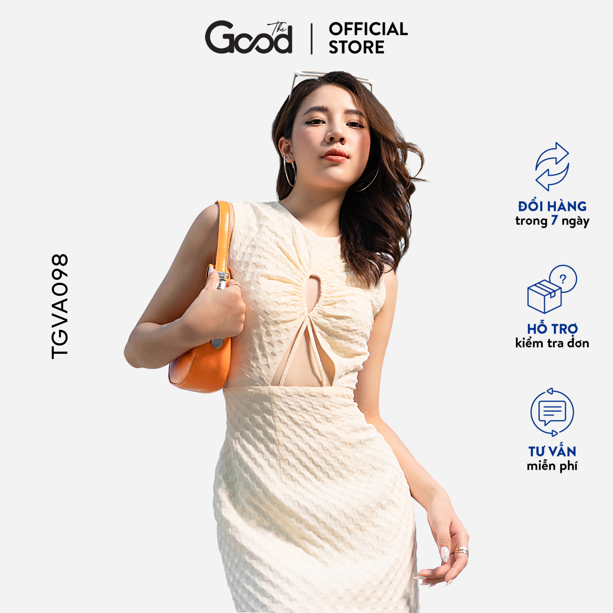 Váy midi sát nách dây rút cut out the good/azalea dress