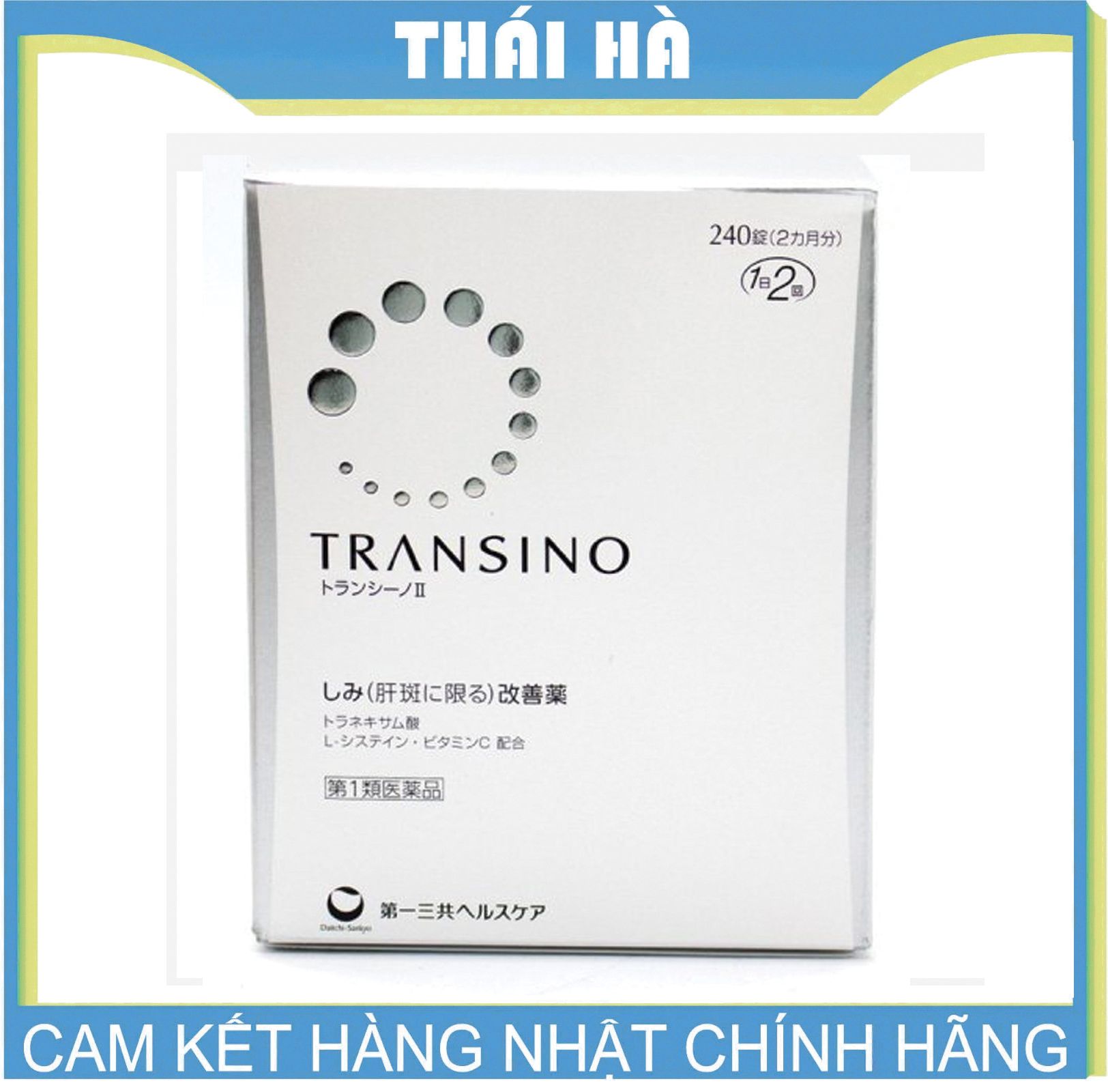 VIÊN UỐNG TRANSINO 240 VIÊN MÀU TRẮNG GIẢM NÁM TÀN NHANG TRẮNG DA