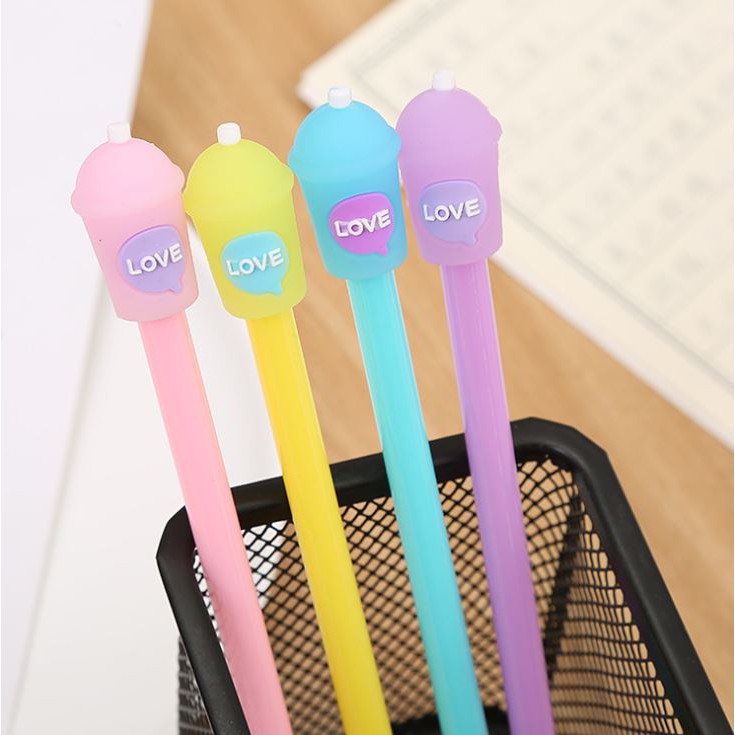 Bút gel nước mực đen ly trà sữa nhiều màu h27