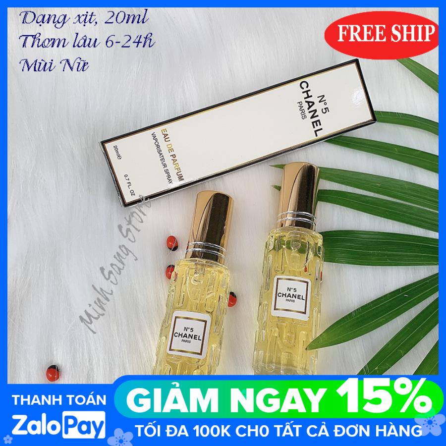 [HCM]COMBO 2 CHAI NƯỚC HOA NỮ CHIẾT PHÁP N05 VÀNG 20ML LƯU HƯƠNG CỰC LÂU 4-12H