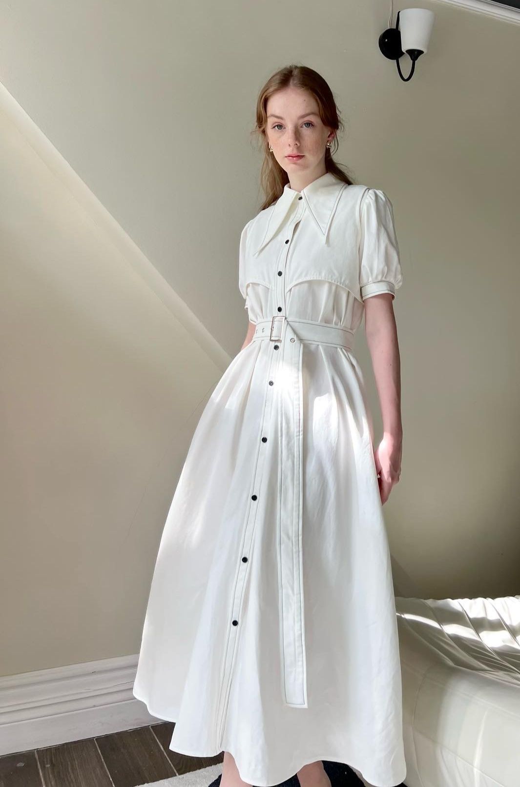 Tiffany studios - váy dài thắt lứng trắng thanh lịch - rita dress