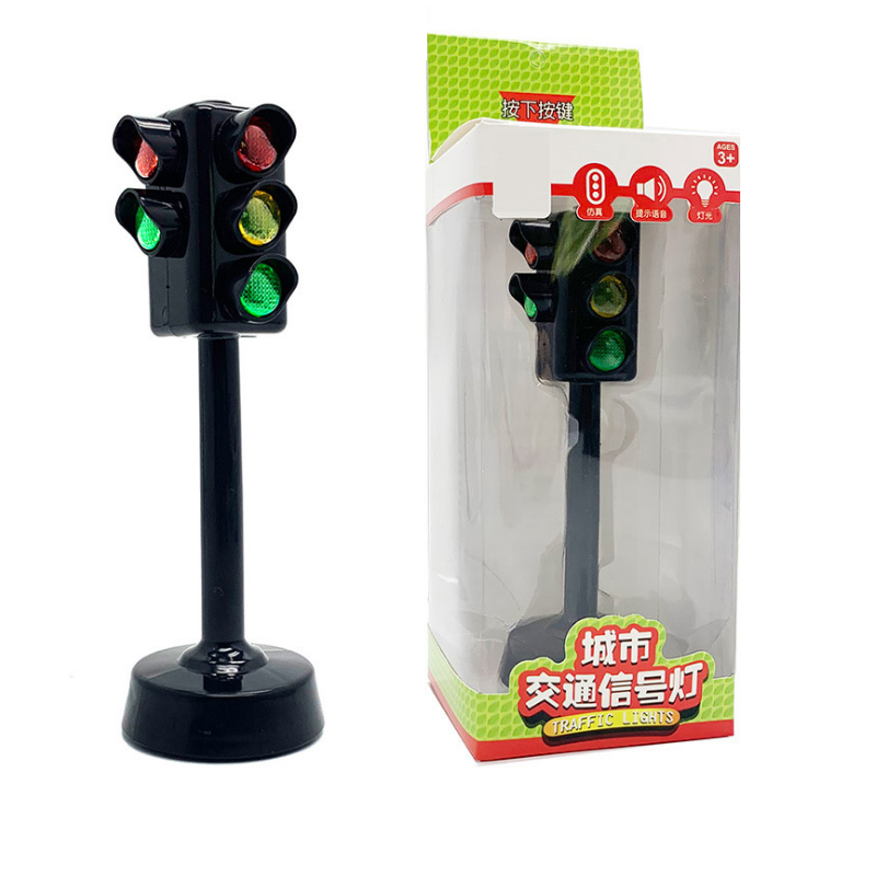 Mô hình đèn tín hiệu giao thông đồ chơi trẻ em có âm thanh và đèn dùng trang trí garage xe mô hình