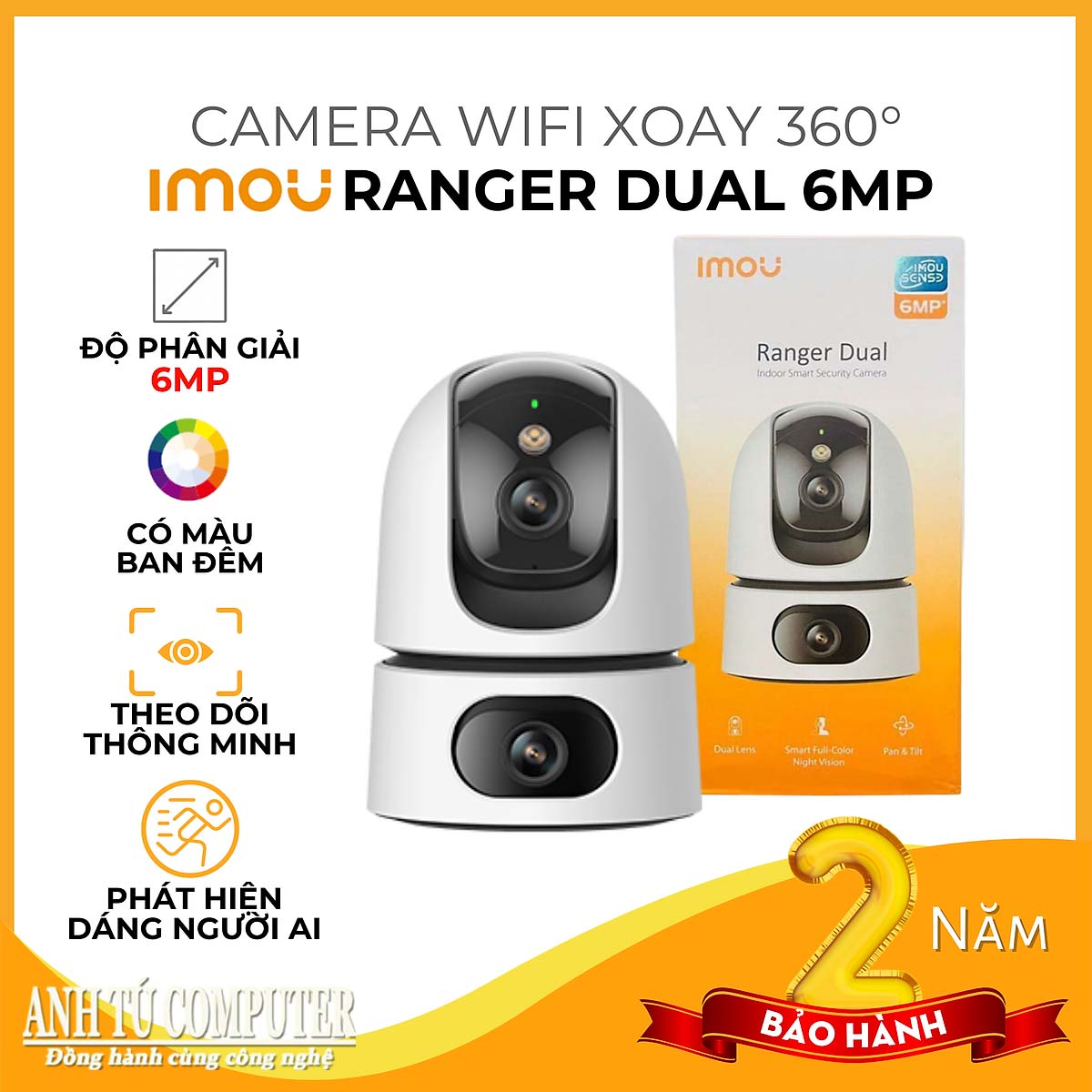 Camera Wifi iMOU Ranger Dual 6MP IPC-S2XP-6M0WED 2 mắt