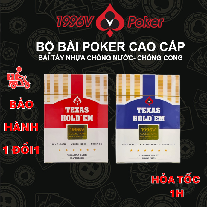 Bộ bài tây đẹp,bài poker cao cấp 52 lá TEXAS HOLD'EM plastic,bài tây khổng lồ,bài tây nhựa chơi poker-1996V Poker Shop