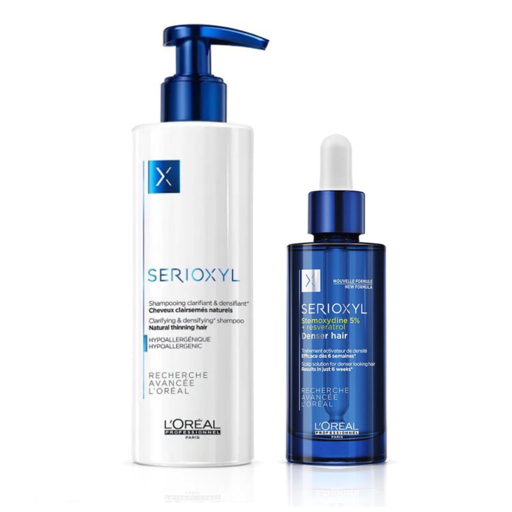 Combo dầu gội và tinh chất Loreal Serioxyl 250ml dành cho tóc thưa mỏng, rụng, giúp tóc dày lên ngay lập tức