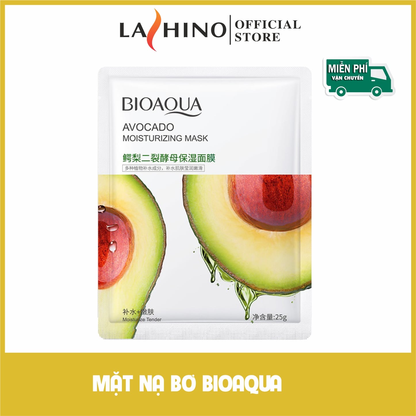 Mặt nạ Bơ Bioaqua dưỡng ẩm làm trắng da giàu vitamin tái tạo da mặt