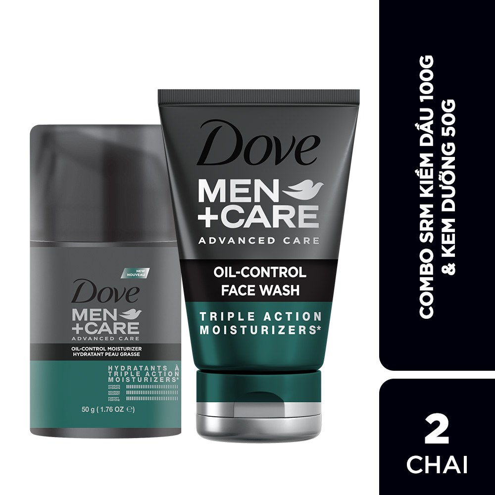 Combo sữa rửa mặt 100G & kem dưỡng 50G Dove Men+Care kiềm dầu