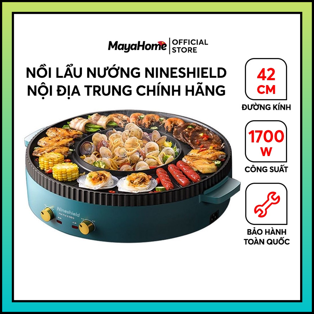 [HCM]Nồi Lẩu Nướng Đa Năng nồi nẩu nướng NINESHIELD KB-518 nồi nẩu nướng đa năng điện máy xanh nồi nẩu điện chợ lớn nồi nấu nướng 2 ngăn hàn quốc 2 trong 1 nồi nẩu chính hãng bảo hành 12 tháng 1 đổi 1