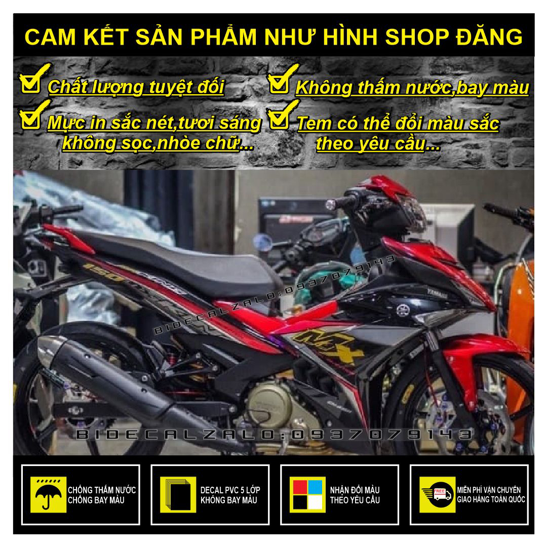 Tem rời exciter 150 mx king 2 phối đỏ đen