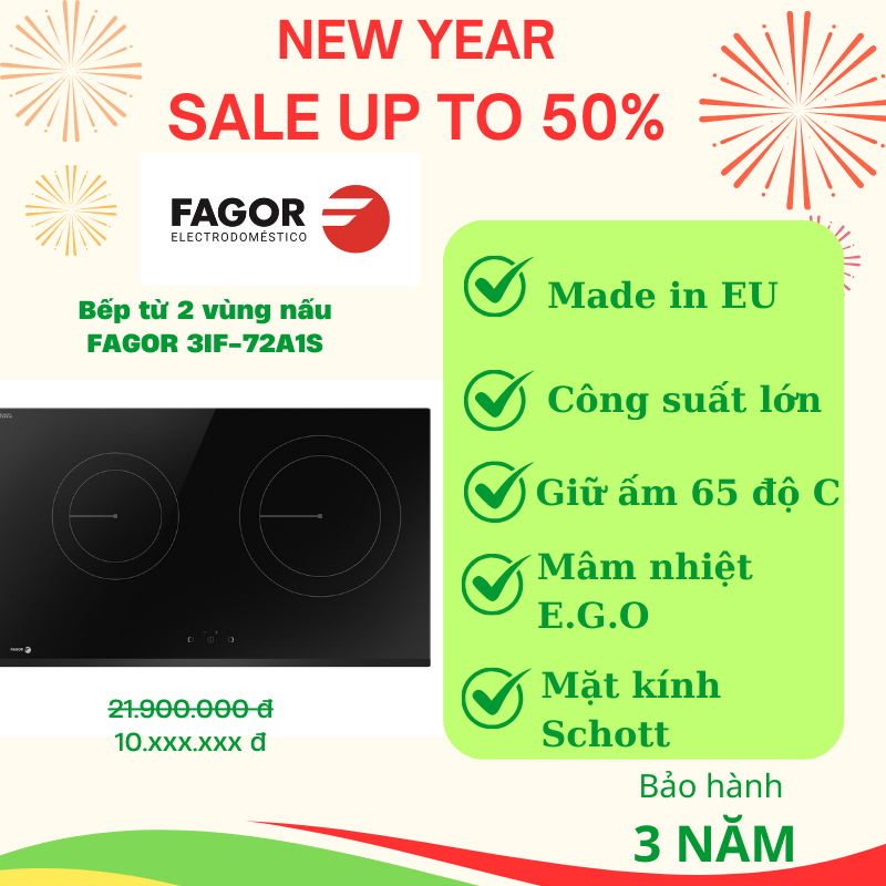 Bếp từ hai vùng nấu Fagor 3IF-72A1S