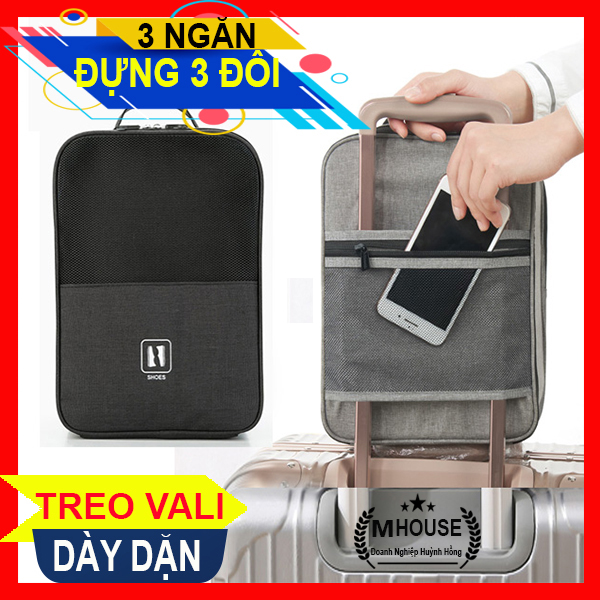 Túi Đựng Giày 3 Ngăn Túi Giày Treo Vali Du Lịch Nhỏ Gọn