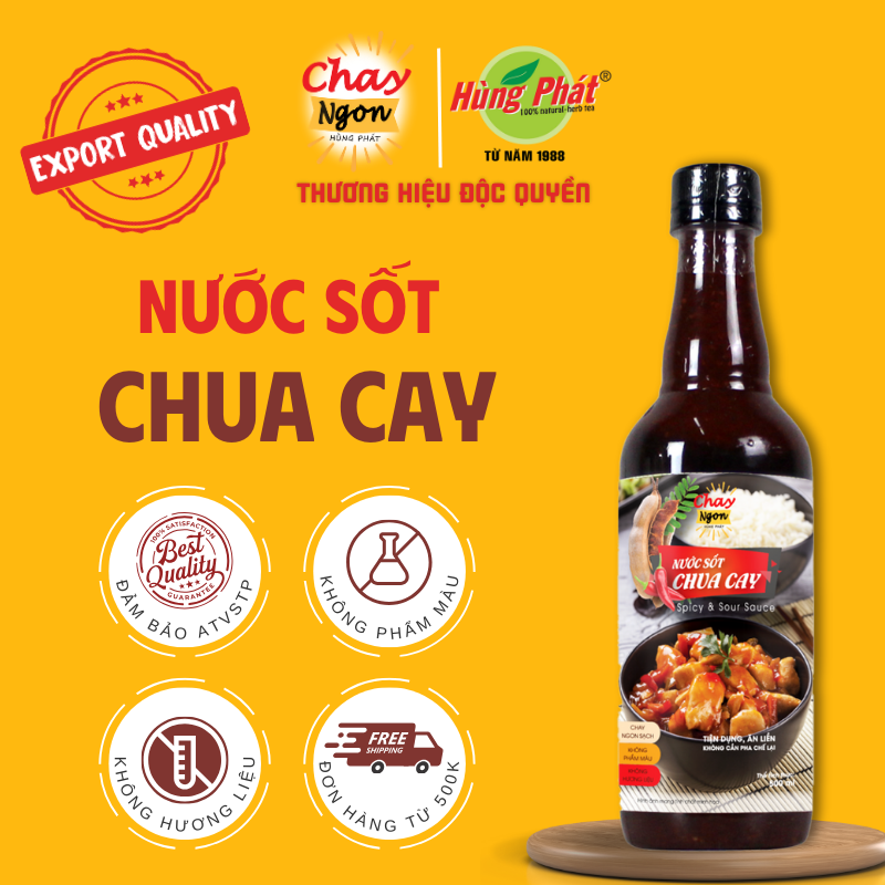 Nước Sốt Chua Cay Chay Ngon Hùng Phát Dành Cho Món Lẩu Xào Hấp Dẫn Chai 200ml