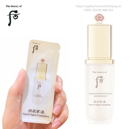[Xả hàng giá sỉ] Combo gói Kem Nền WHOO Gongjinhyang Mi Velvet Liquid Foundation No.21 sample che khuyết điểm mỏng nhẹ tự nhiên