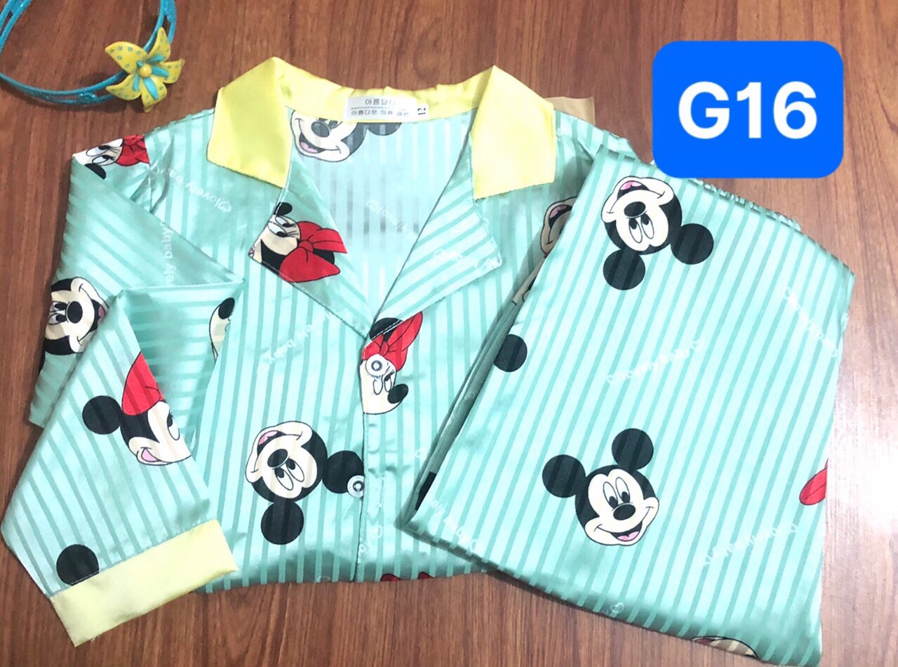 Bộ ngủ pijama chuột Mickey cho bé chất mát họa tiết dễ thương