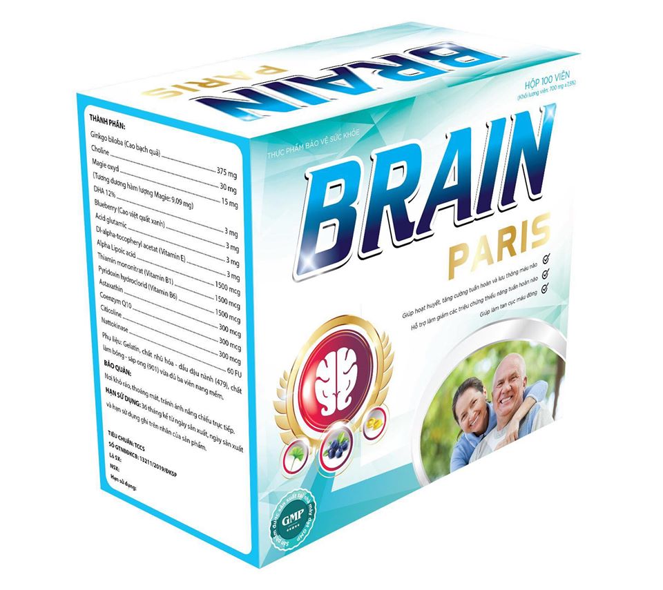 Hoạt huyết bổ não brain paris- hộp 100 viên