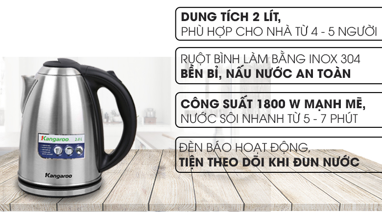Bình đun siêu tốc Kangaroo 2 lít KG-20SK3