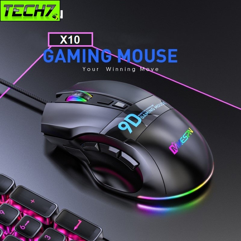 Chuột gaming esport mouse x10 led rgb 12000 dpi macro cho máy tính laptop