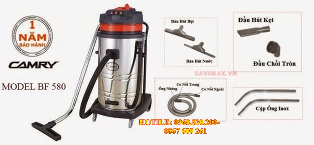 Máy hút bụi công nghiệp khô & ướt Camry BF-580  cho khả năng hút bụi mạnh mẽ.