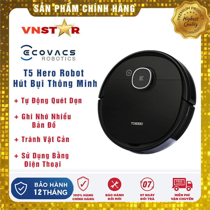 [Trả góp 0%]Robot - Robot hút bụi - Robot hút bụi lau nhà Ecovacs T5 Hero
