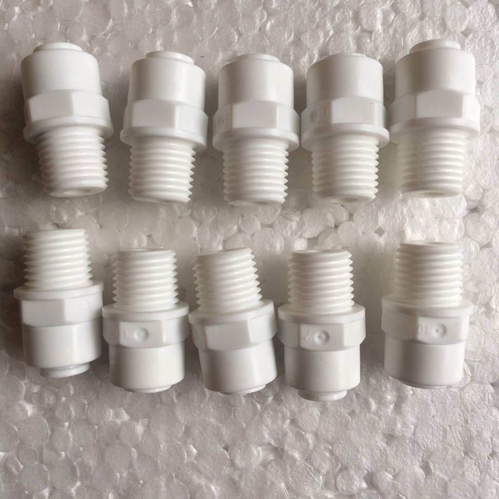 10 chiếc cút thẳng van từ nối nhanh, cút thẳng ren 13 dây phi 6 nối nhanh