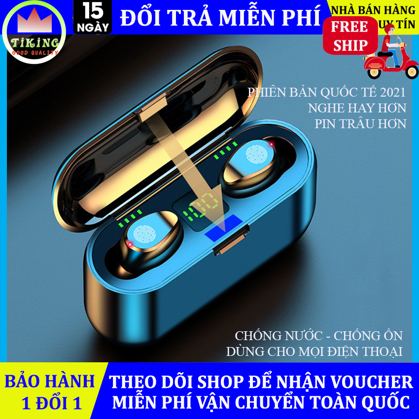 Tai nghe bluetooth 5.0 yoking F9 kiêm sạc dự phòng 2000mAh, điều khiển cảm ứng, màn led báo pin, chống nước, Bảo hành 1 đổi 1, tai nghe không dây, tai nghe bluetooth không dây dùng cho mọi hệ điều hành