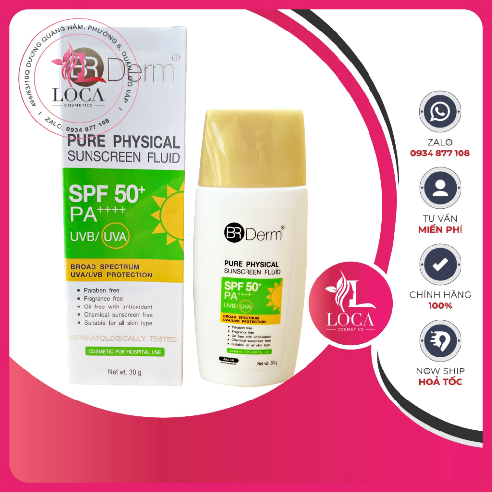 Br derm pure physical sunscreen fluid spf 50+ pa+++ 30g - kem chống nắng không hóa chất